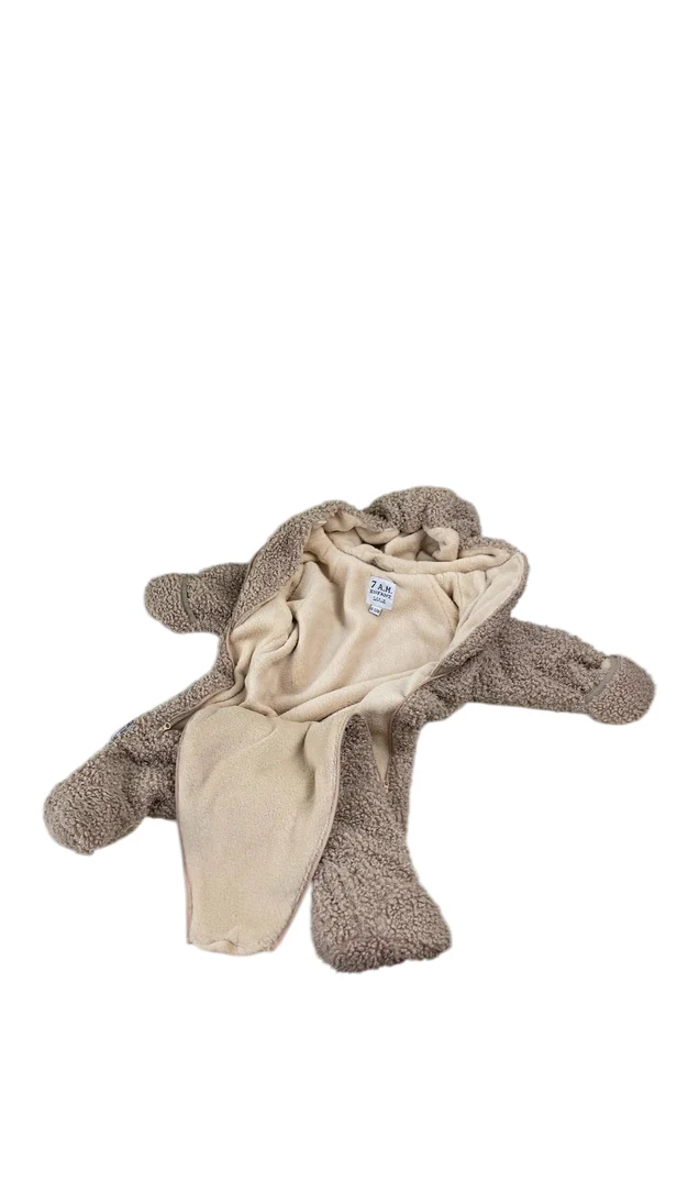 7 A.M. Enfant Teddy Jumpsuit Bebe, 6-12 Months, Oatmeal - Image 4