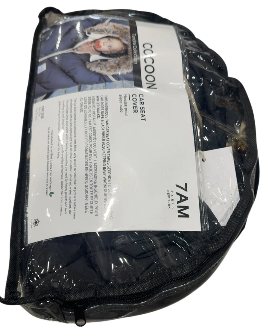 7 A.M. Enfant Tundra Car Seat Cocoon, Black Faux Fur - Image 2