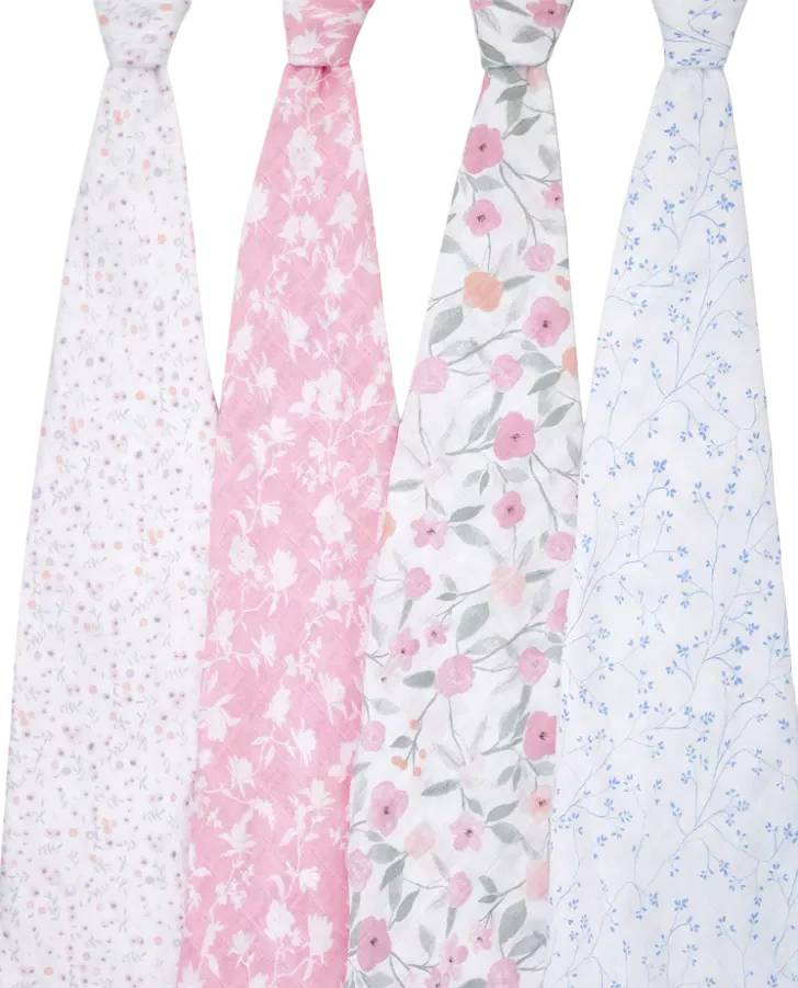 Aden + Anais Cotton Muslin Swaddle, 4pk, Ma Fleur - Image 2
