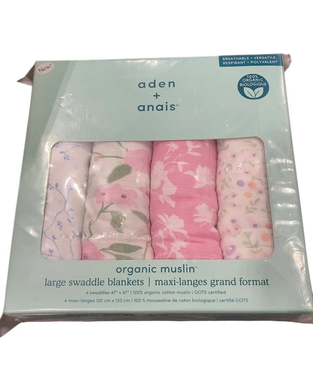 Aden + Anais Cotton Muslin Swaddle, 4pk, Ma Fleur - Image 3