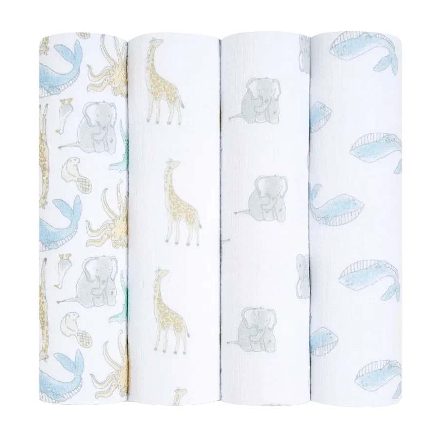 Aden + Anais Cotton Muslin Swaddle, 4pk, Natural History