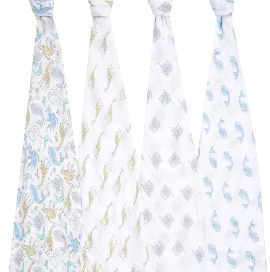 Aden + Anais Cotton Muslin Swaddle, 4pk, Natural History - Image 2