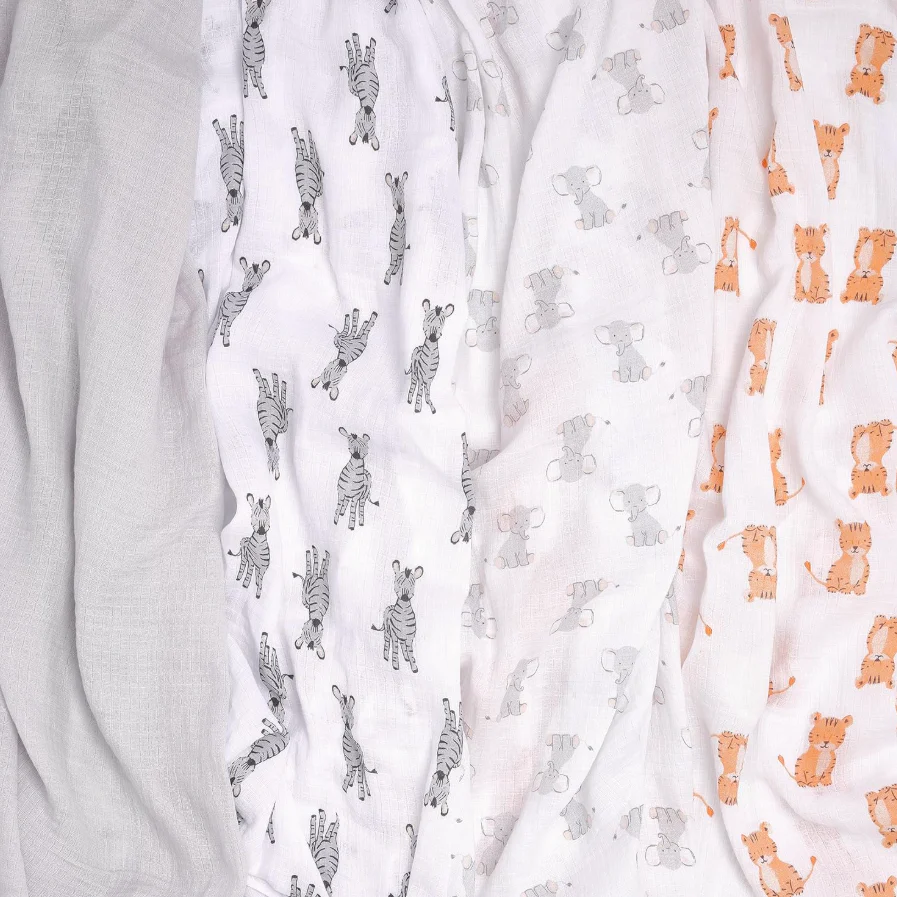 Aden + Anais Cotton Muslin Swaddle, 4pk, Safari Babes - Image 3