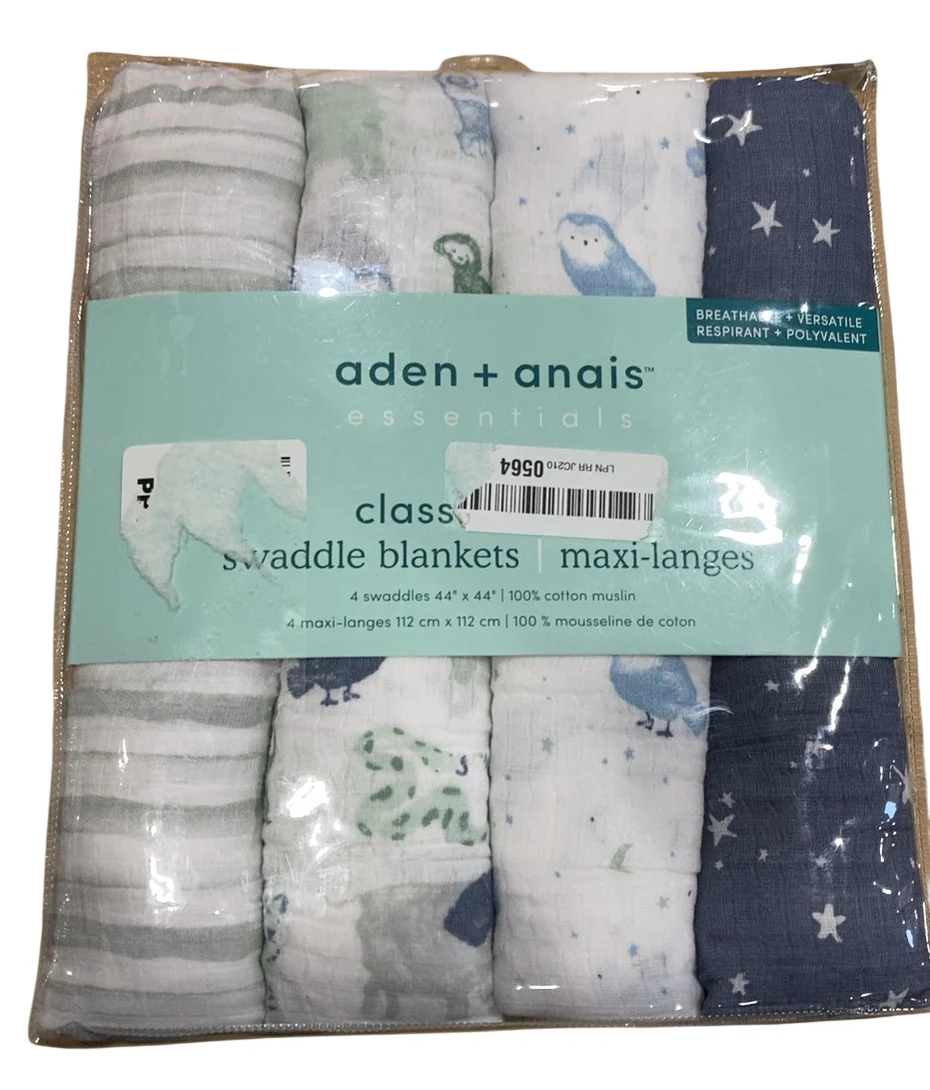 Aden + Anais Cotton Muslin Swaddle, 4pk, Time to Dream - Image 3