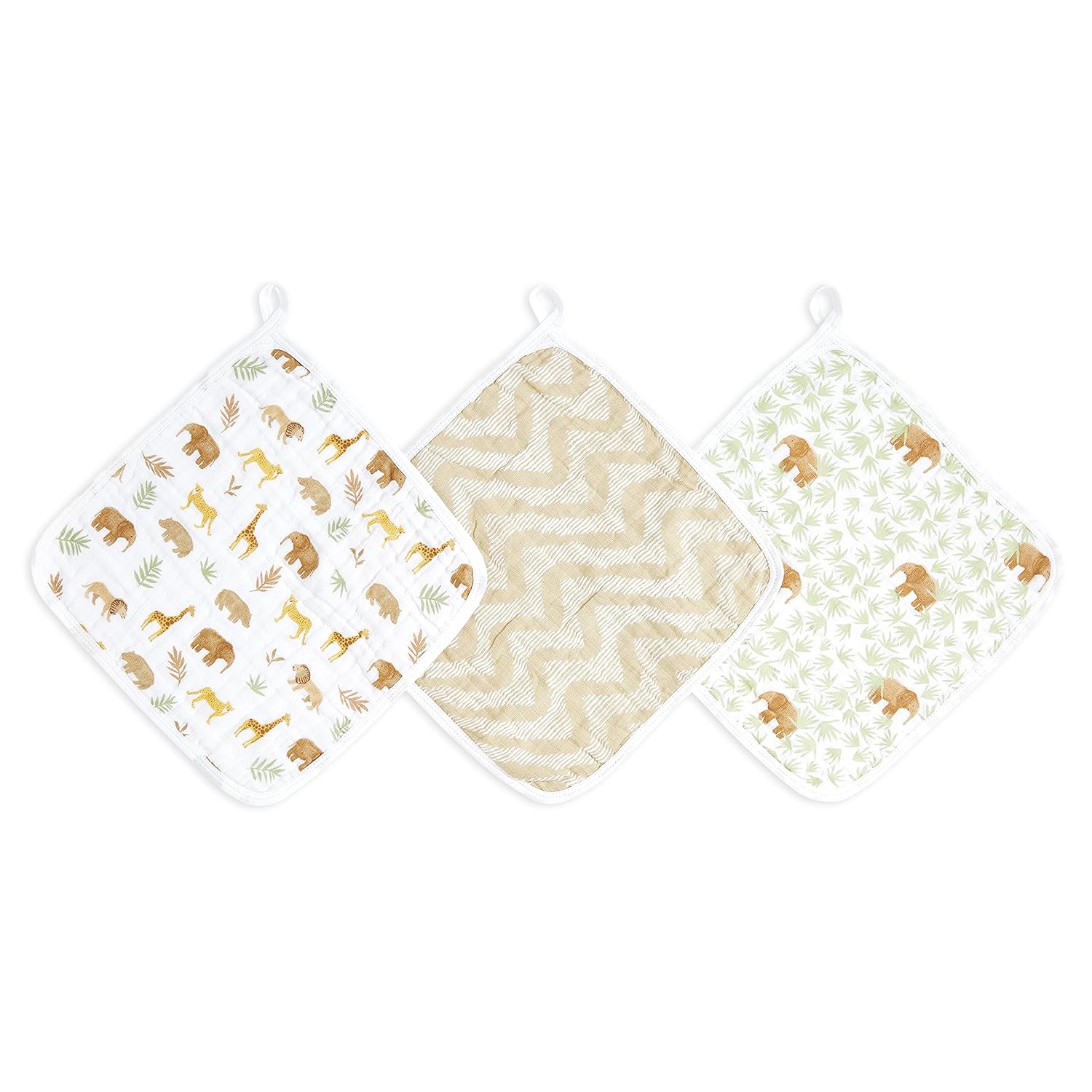 Aden + Anais Cotton Muslin Wash Cloths, Set Of 3, Tanzania