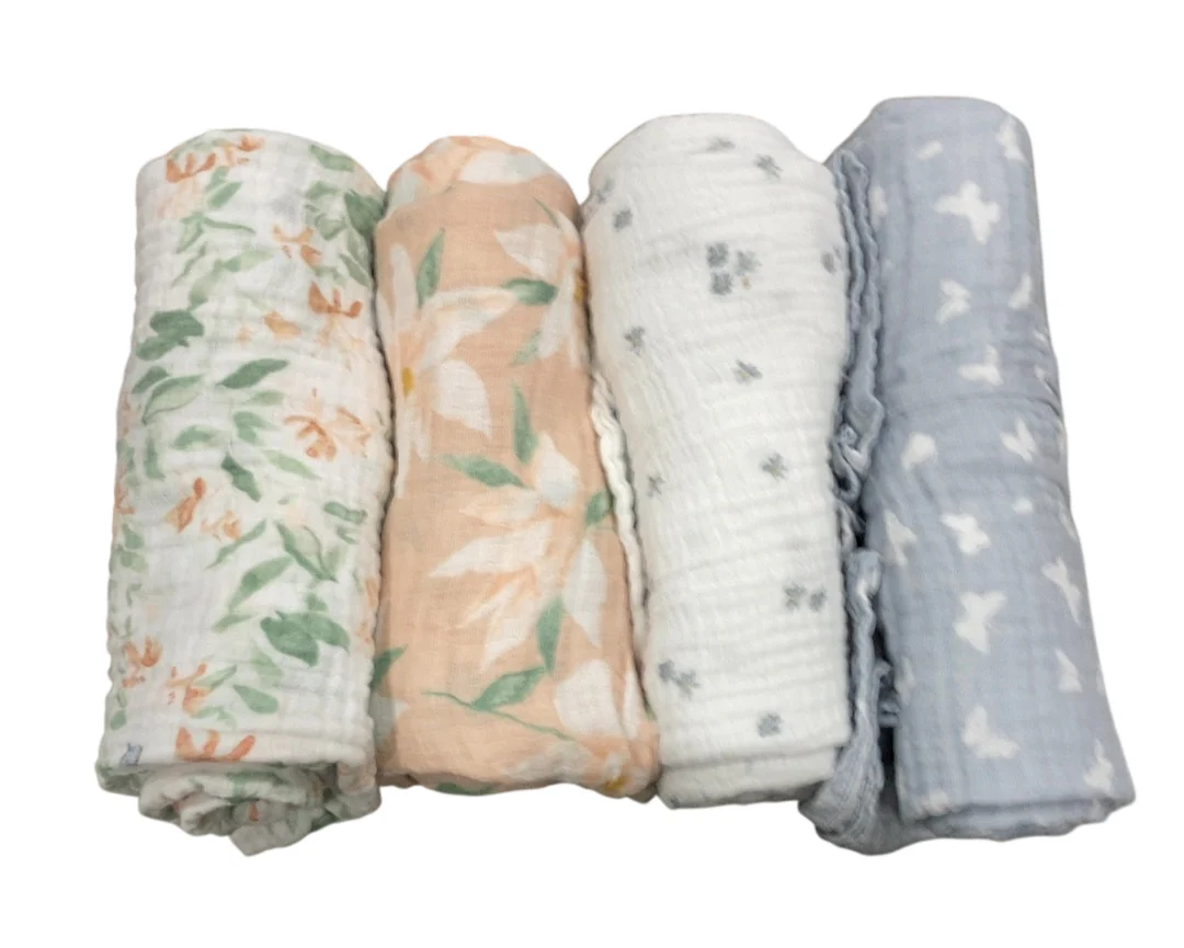 Aden + Anais Essentials Cotton Muslin Swaddle (4 Pack), Butterfly Garden
