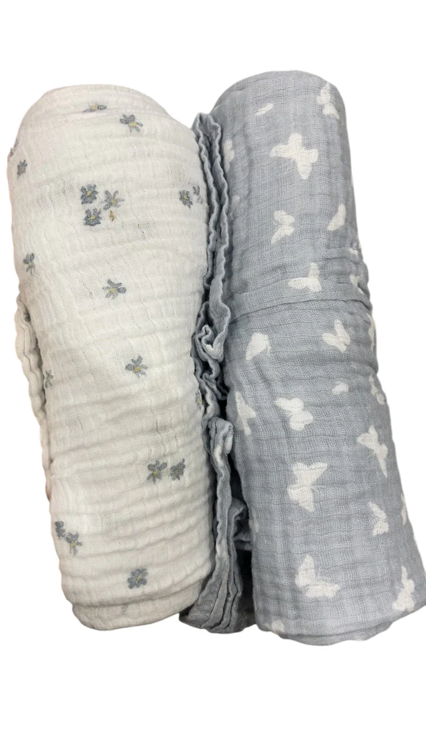 Aden + Anais Essentials Cotton Muslin Swaddle (4 Pack), Butterfly Garden - Image 4