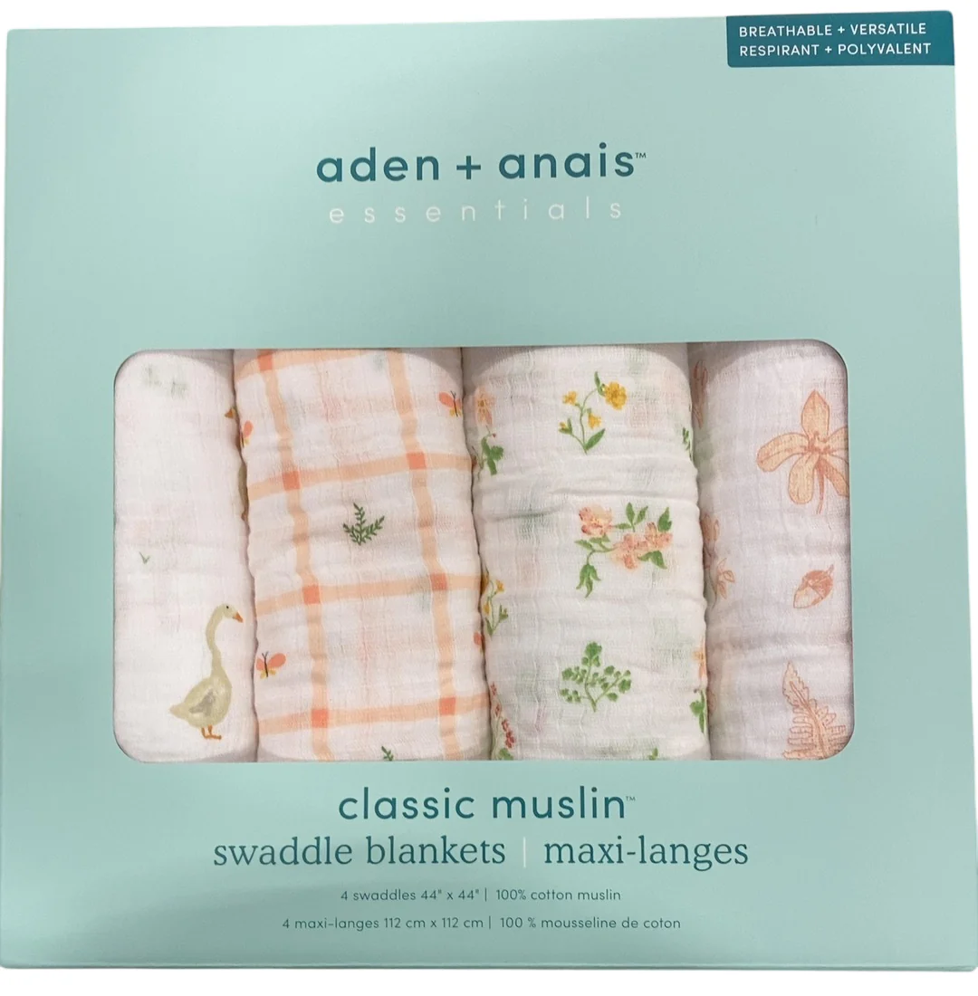 Aden + Anais Essentials Cotton Muslin Swaddle (4 Pack), Country floral - Image 2