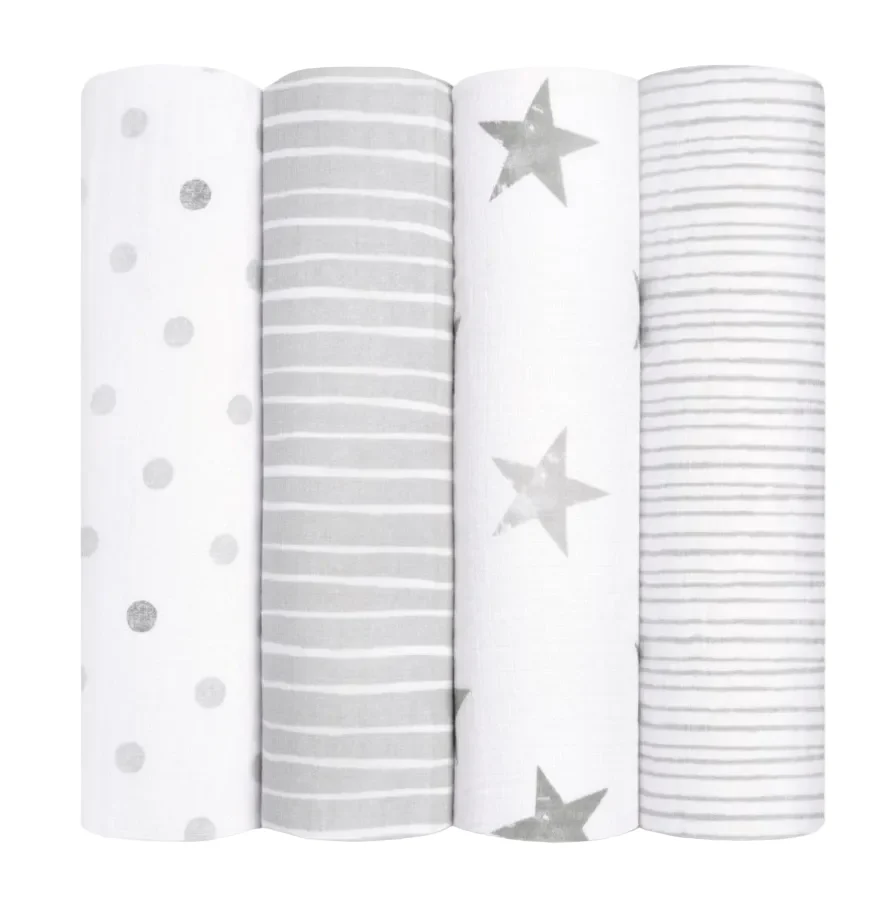 Aden + Anais Essentials Cotton Muslin Swaddle (4 Pack), Dusty