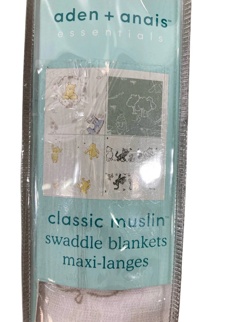 Aden + Anais Essentials Cotton Muslin Swaddle, 4pk, Winnie & Friends - Image 6