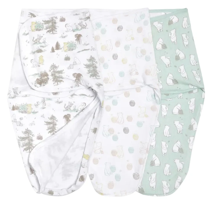 Aden + Anais Essentials Easy Wrap Swaddle, 3 Pack, Small (0-3 Months), Winnie the Pooh