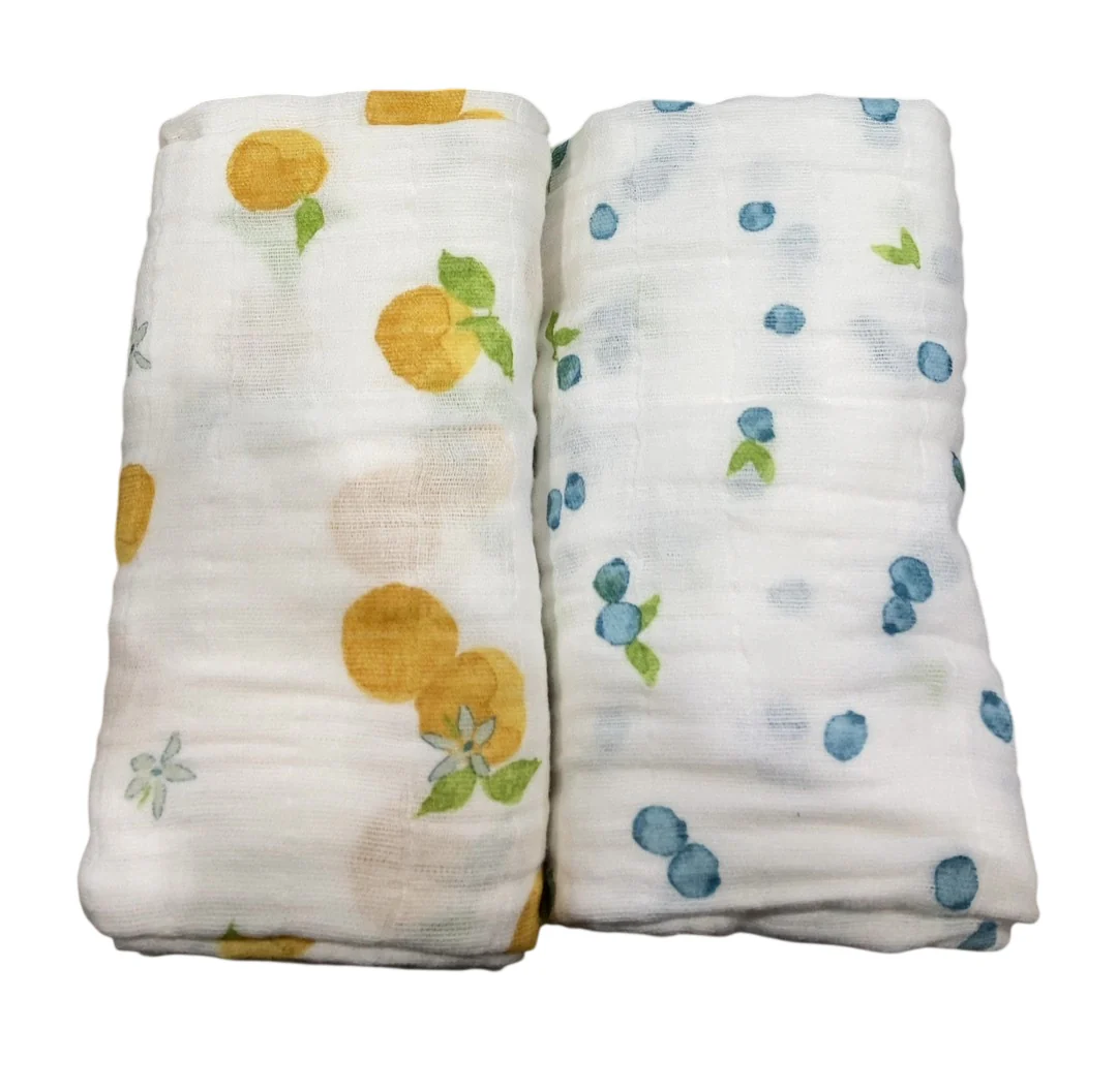 Aden + Anais Large Cotton Muslin Swaddle, 2 Pack, Fresh Fruit - Image 3