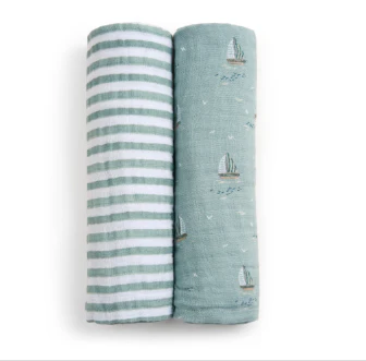 Aden + Anais Large Cotton Muslin Swaddle, 2 Pack, Sailing Seas