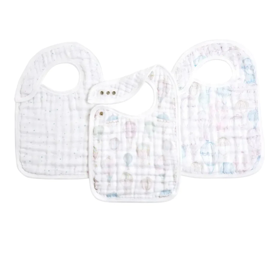 Aden + Anais Muslin Snap Bibs, 3 Pack, Above the Clouds