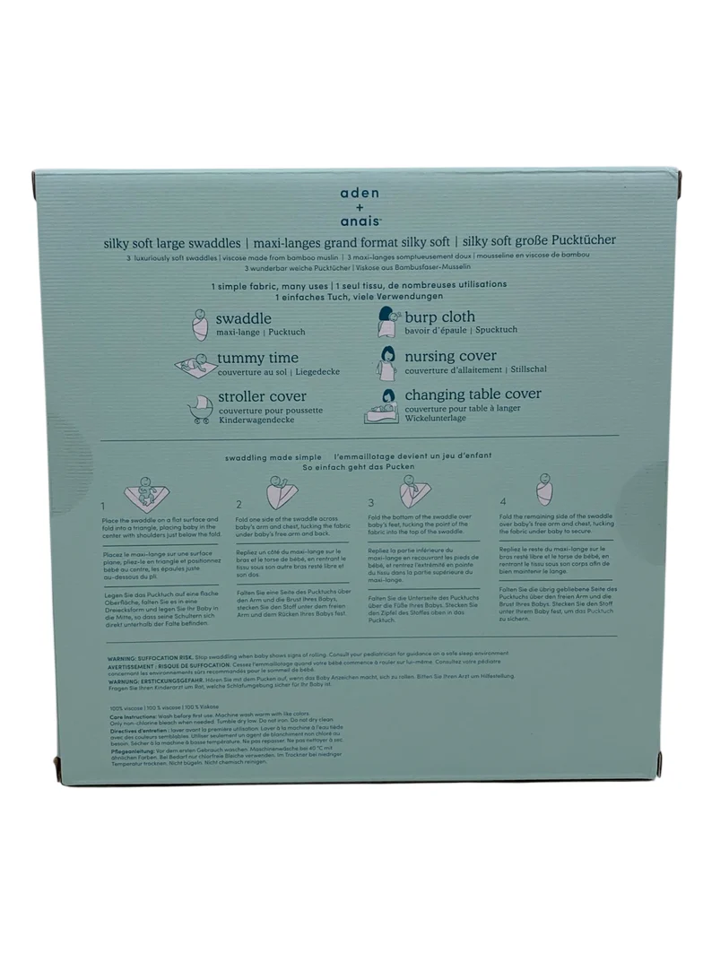 Aden + Anais Silky Soft Swaddles, 3 Pack, Marine Gardens - Image 4