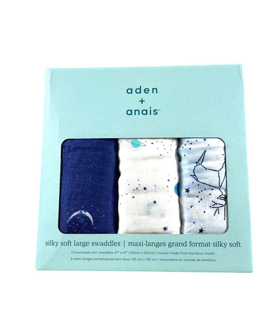 Aden + Anais Silky Soft Swaddles, 3 Pack, Stargaze - Image 2