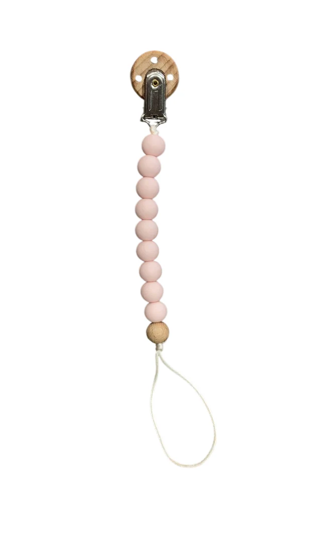 AEIOU Silicone Pacifier Clip, Pink - Image 3