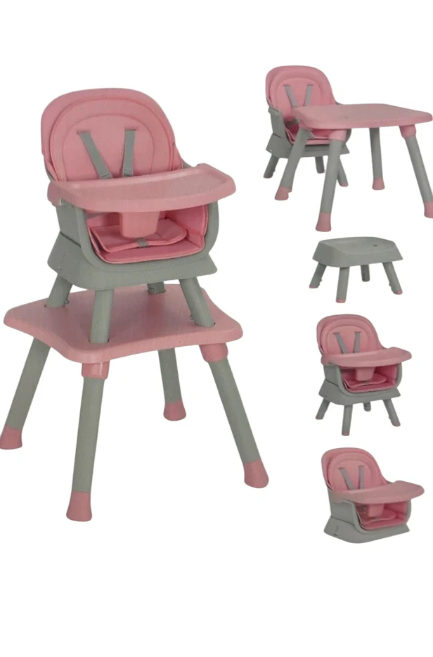 AILEEKISS 8 in 1 Baby High Chair, Pink/Grey - Image 4