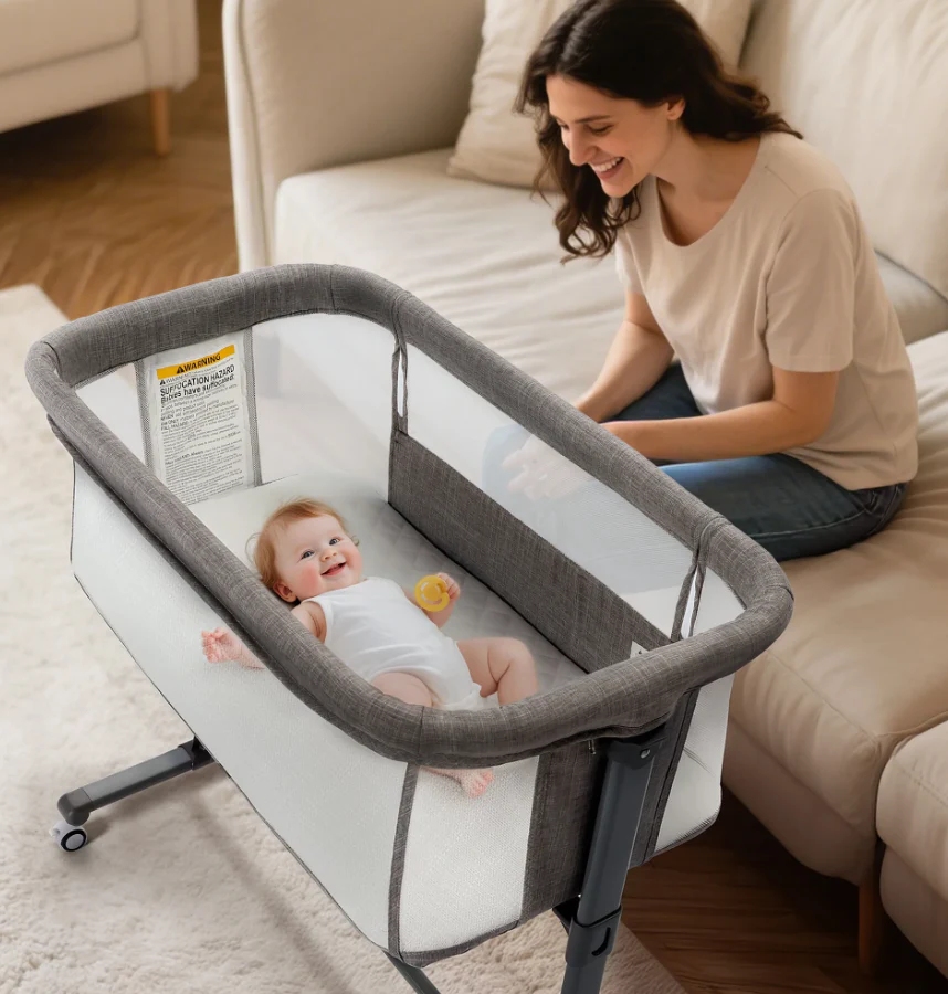 AILEEKISS Baby Beside Sleeper, Grey - Image 2