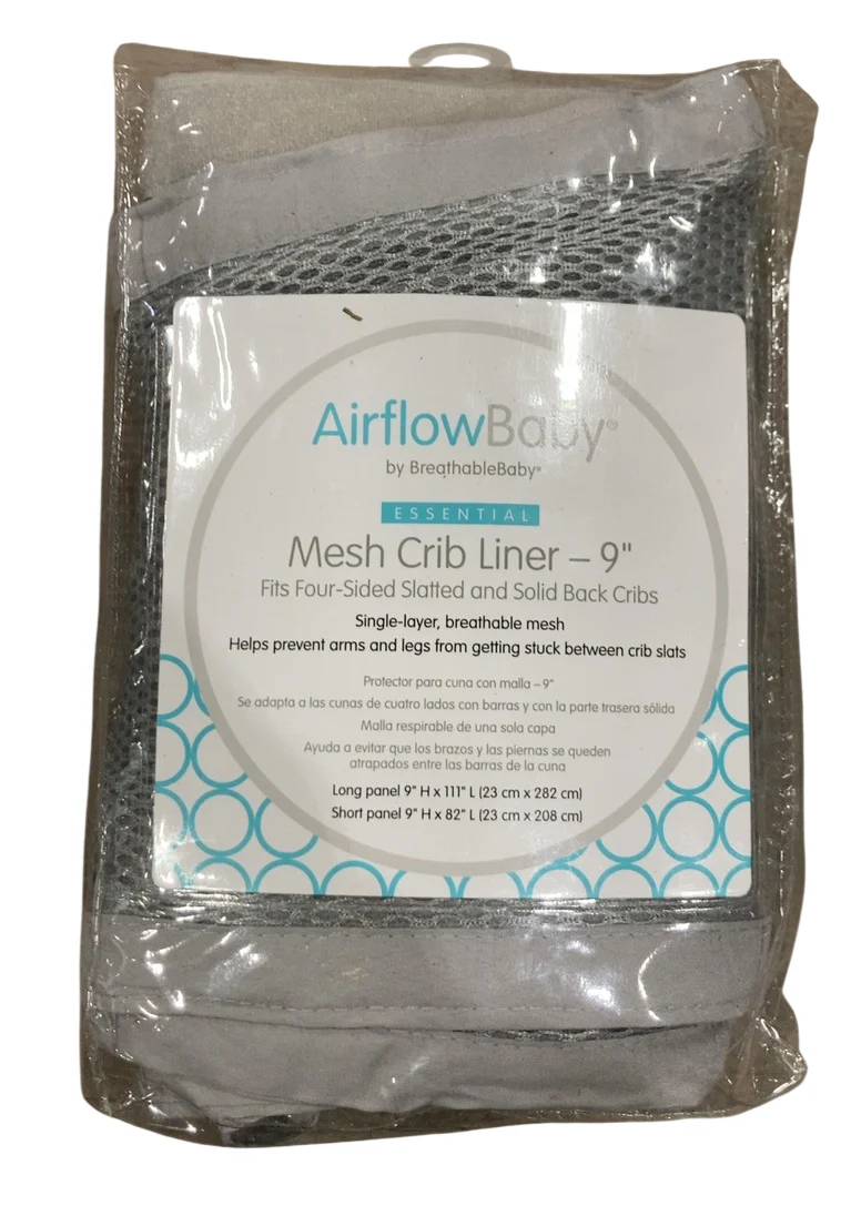 AirFlowBaby Crib Bumper, 9", Gray - Image 2