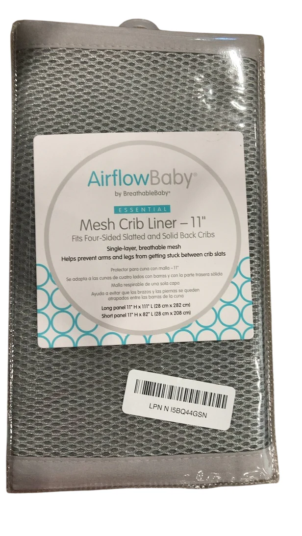 AirFlowBaby Crib Bumper, Gray, 11" - Image 2