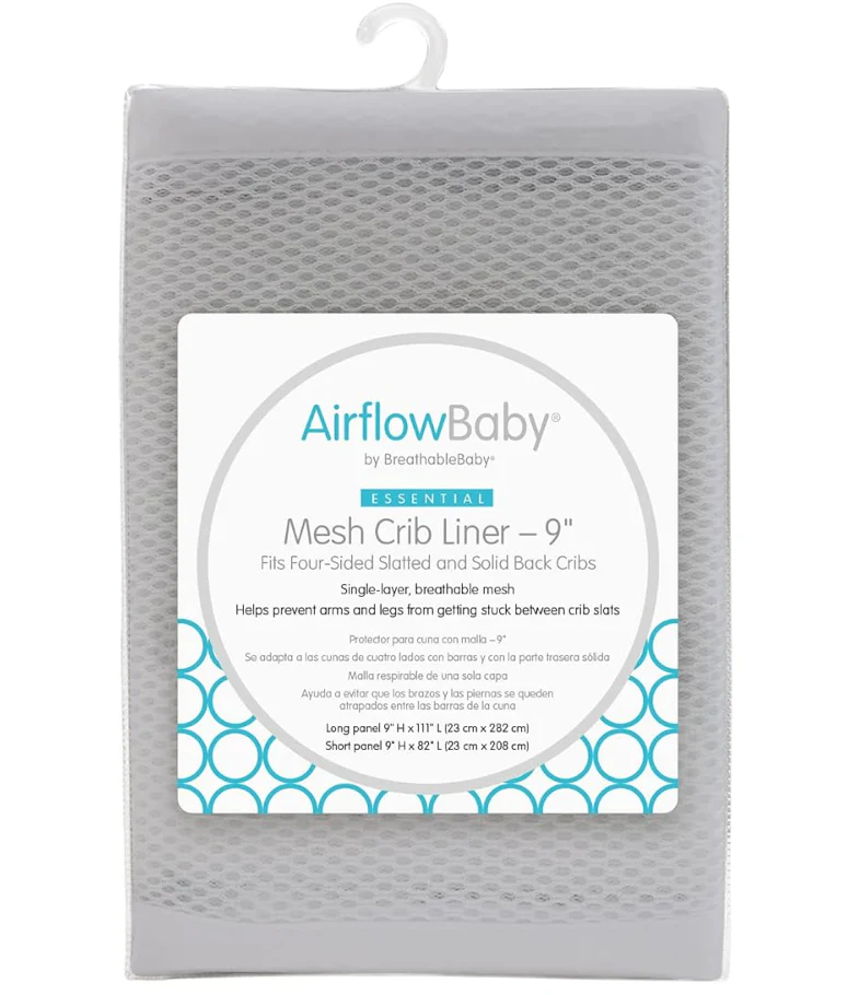 AirFlowBaby Crib Bumper, Gray, 9"