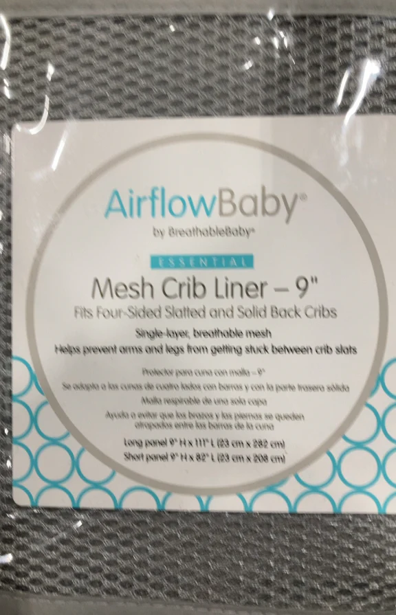 AirFlowBaby Crib Bumper, Gray, 9" - Image 2