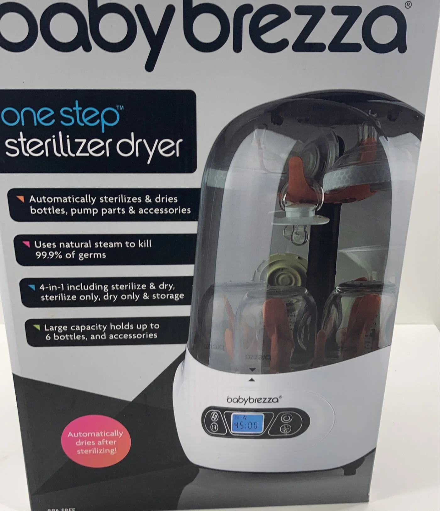 Baby Brezza One Step Baby Bottle Sanitizer and Dryer (Steam Sterilizer), White on Black - Image 5