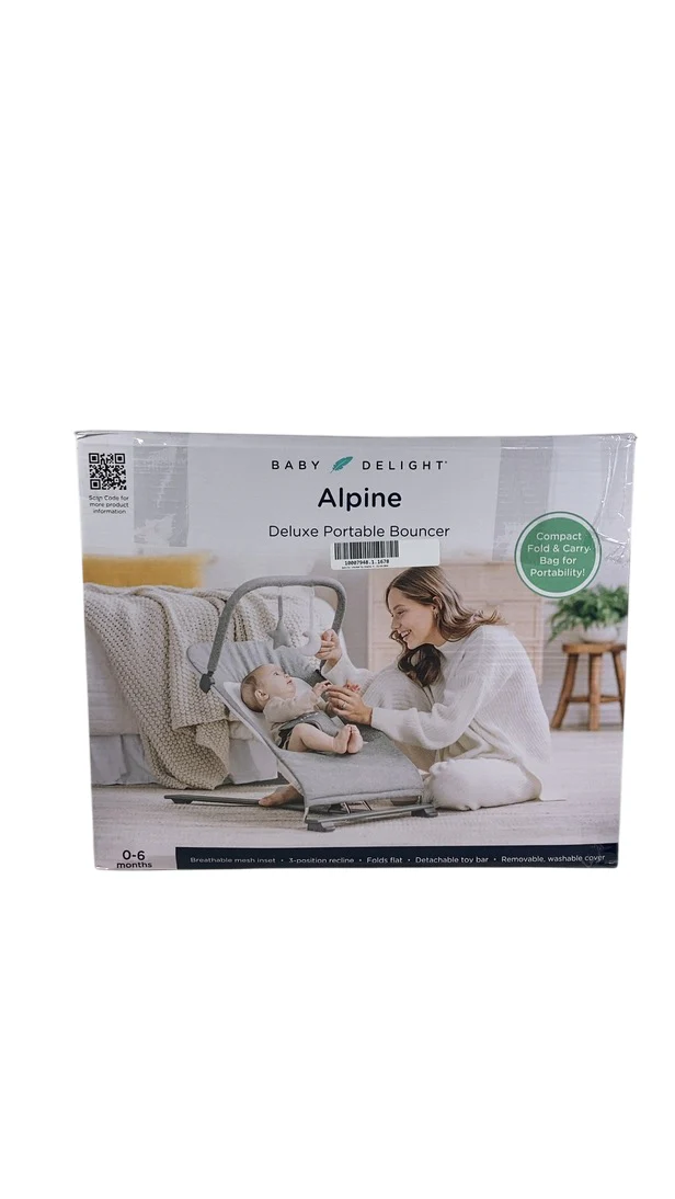 Baby Delight Alpine Deluxe Portable Bouncer, Charcoal Tweed - Image 2