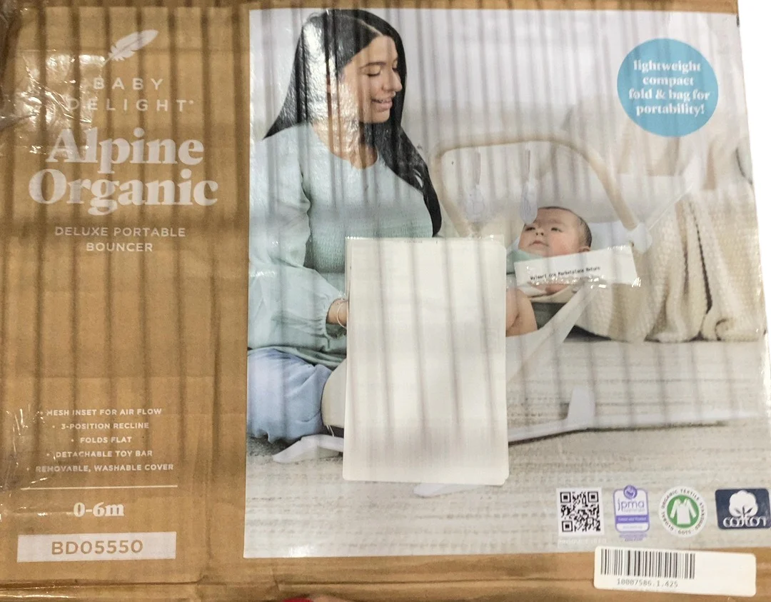 Baby Delight Alpine Deluxe Portable Bouncer, Organic Oat - Image 3