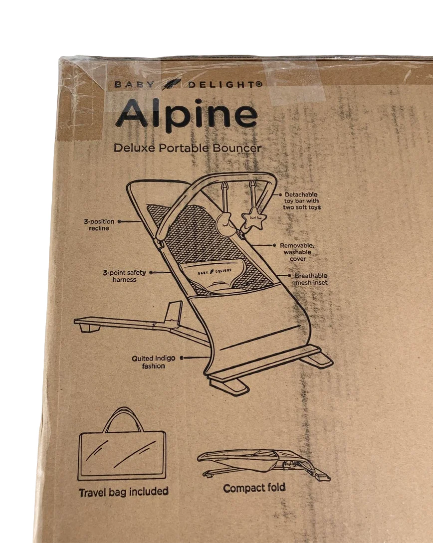 Baby Delight Alpine Deluxe Portable Bouncer, Quilted Indigo - Image 2