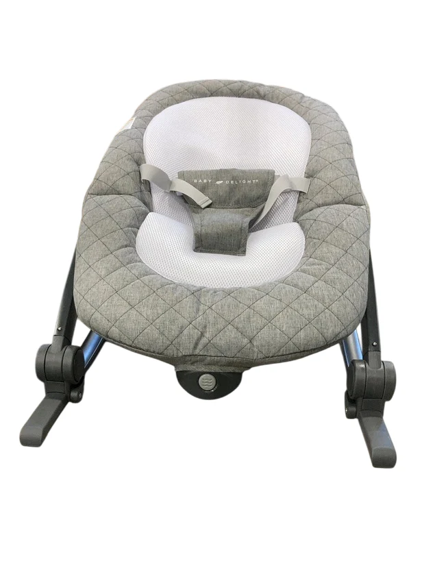 Baby Delight Go With Me Aura Deluxe Portable Rocker & Bouncer, Quilted Charcoal Tweed - Image 3