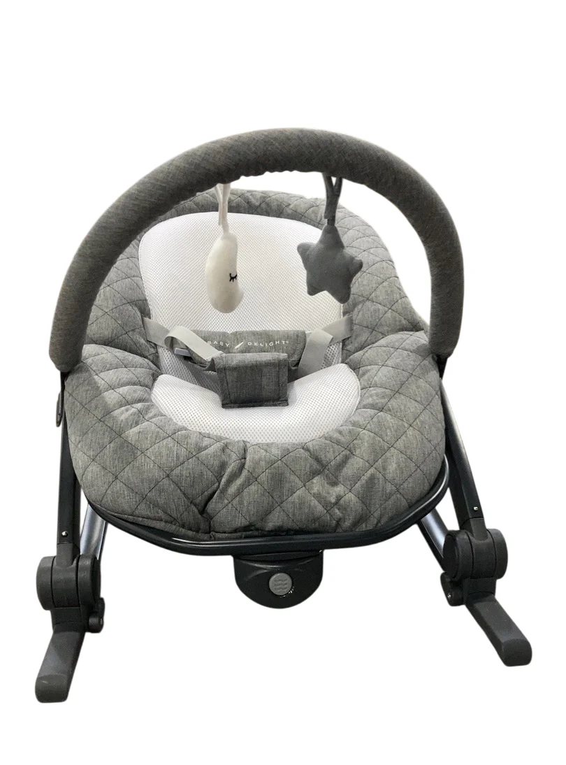 Baby Delight Go With Me Aura Deluxe Portable Rocker & Bouncer, Quilted Charcoal Tweed - Image 4