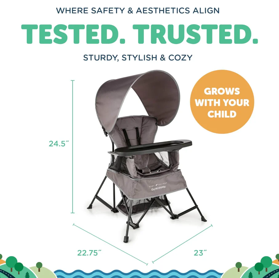 Baby Delight Go With Me Jubilee Portable Chair, Grey - Image 4