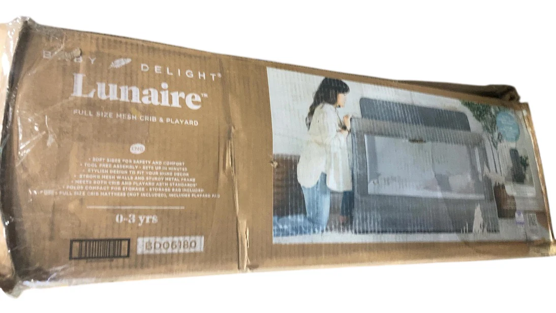Baby Delight Lunaire Full Size Mesh Crib and Playard, Charcoal Tweed - Image 3