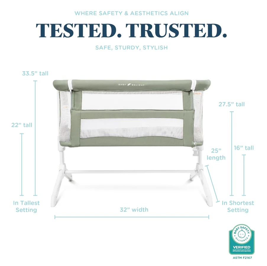 Baby Delight Serenity Bassinet and Bedside Sleeper, Sage - Image 3