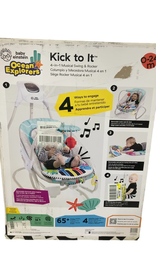 Baby Einstein Kick to It 4-in-1 Musical Baby Swing & Rocker, Ocean Explorers - Image 3