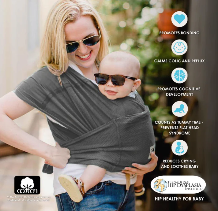 Baby K'tan Baby Carrier, Large, Charcoal, Breeze - Image 2