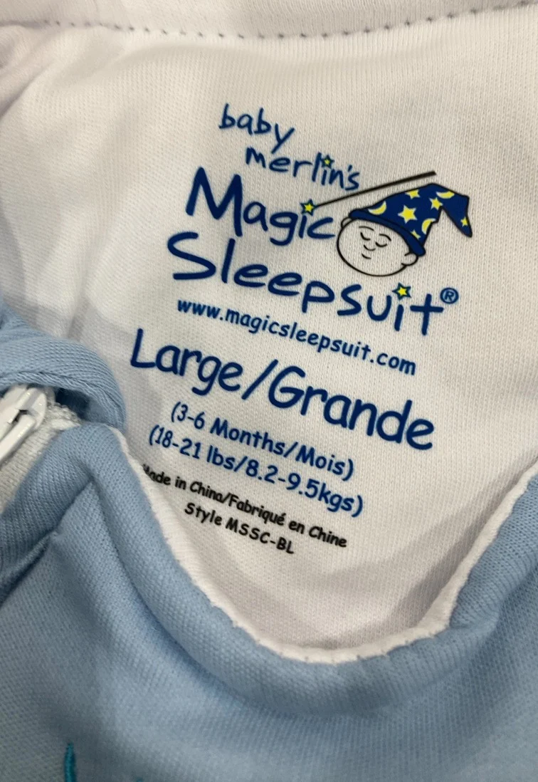 Baby Merlin's Magic Sleepsuit, Blue, Cotton, Large (18-21lbs) - Image 3