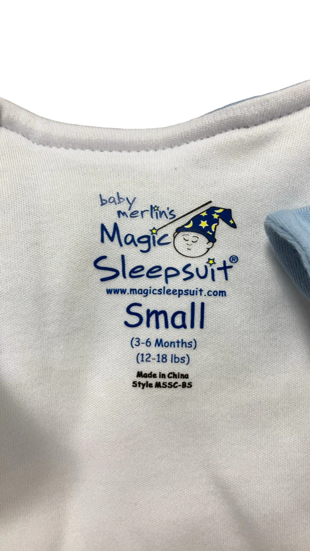 Baby Merlin's Magic Sleepsuit, Blue, Cotton, Small 3-6 Months - Image 4