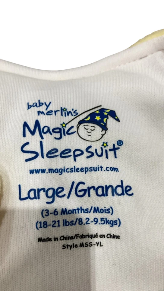 Baby Merlin's Magic Sleepsuit, Yellow, Fleece, Large (18-21lbs) - Image 4