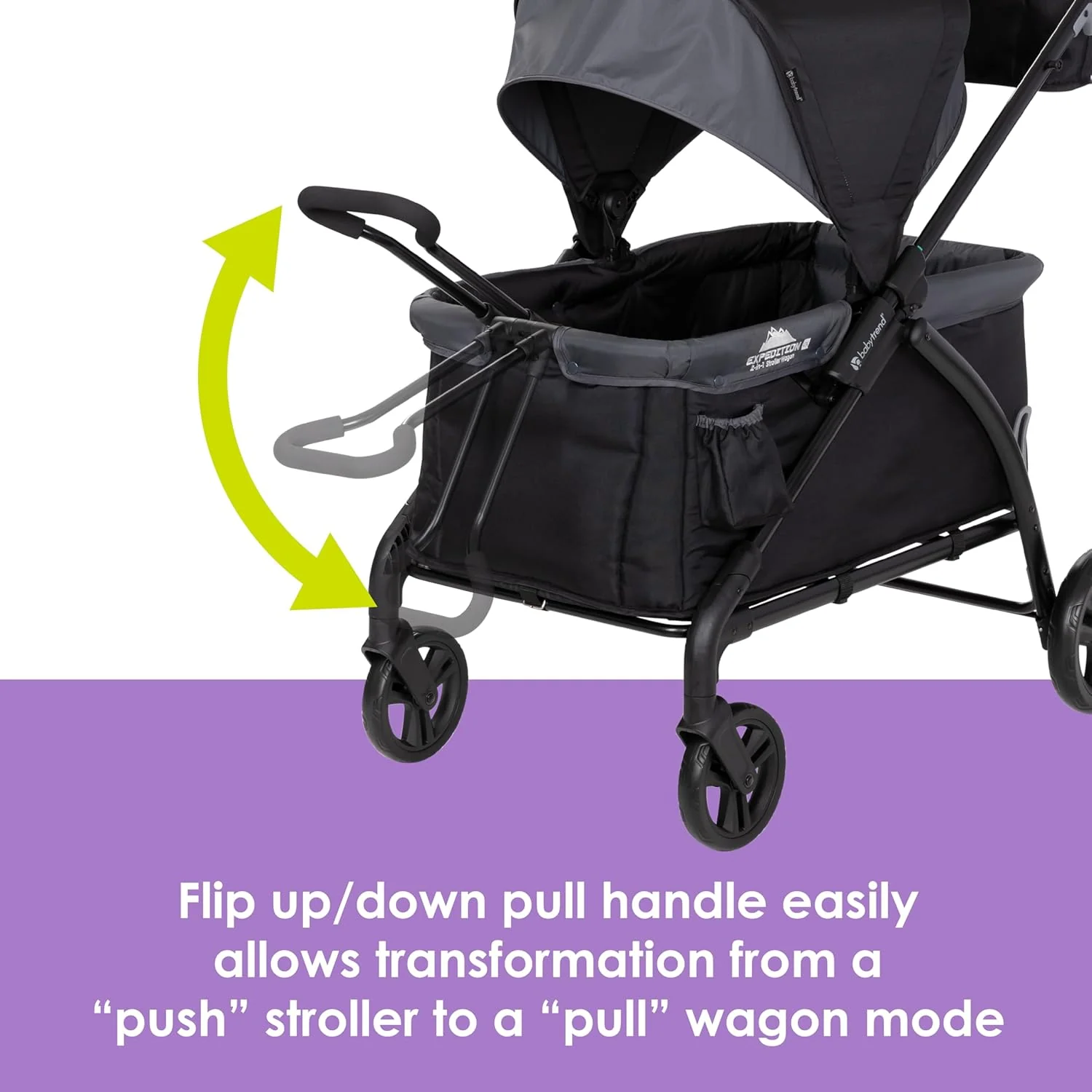 Baby Trend Expedition LTE 2-in-1 Stroller Wagon, 2024, Madrid Black - Image 4