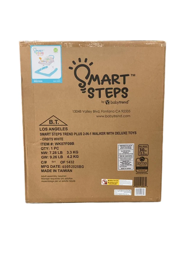 Baby Trend Smart Steps Trend Plus 2-in-1 Activity Walker with Deluxe Toys, Orbits White - Image 4