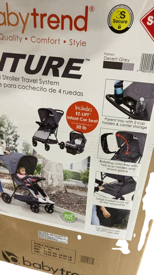 Baby Trend Venture 4-Wheel Stroller Travel System, 2025, Desert Gray - Image 2