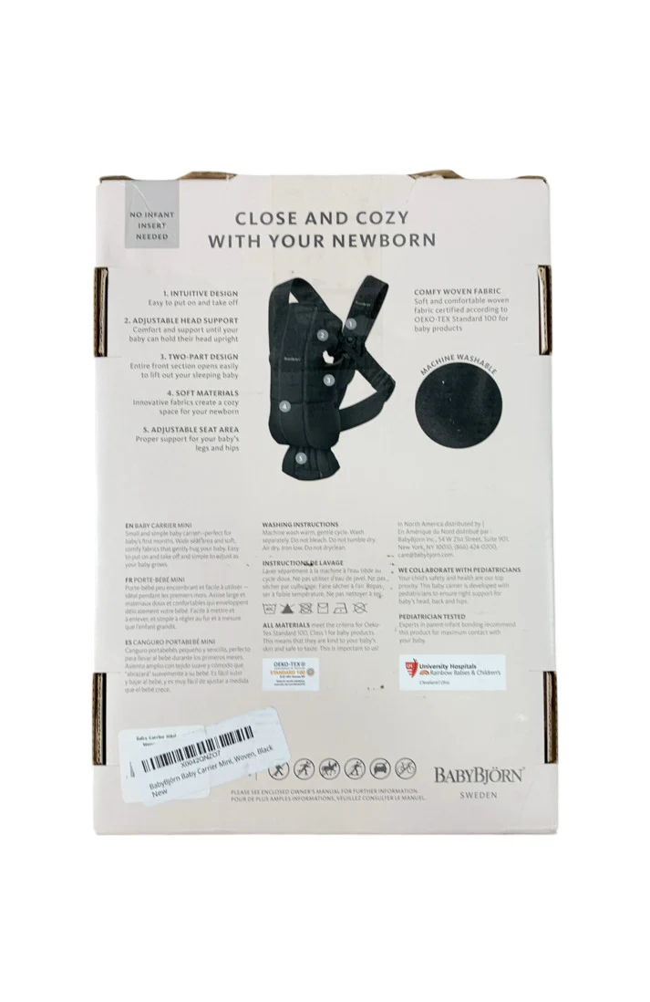 BabyBjorn Baby Carrier Mini, Black Woven - Image 3