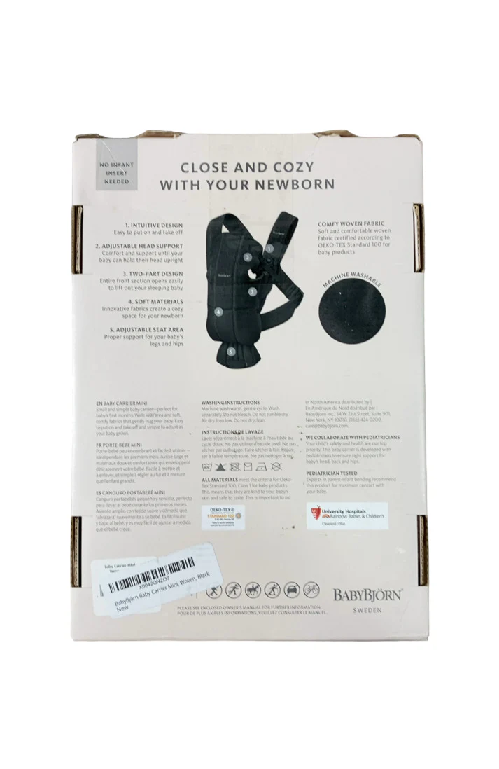 BabyBjorn Baby Carrier Mini, Black Woven - Image 3