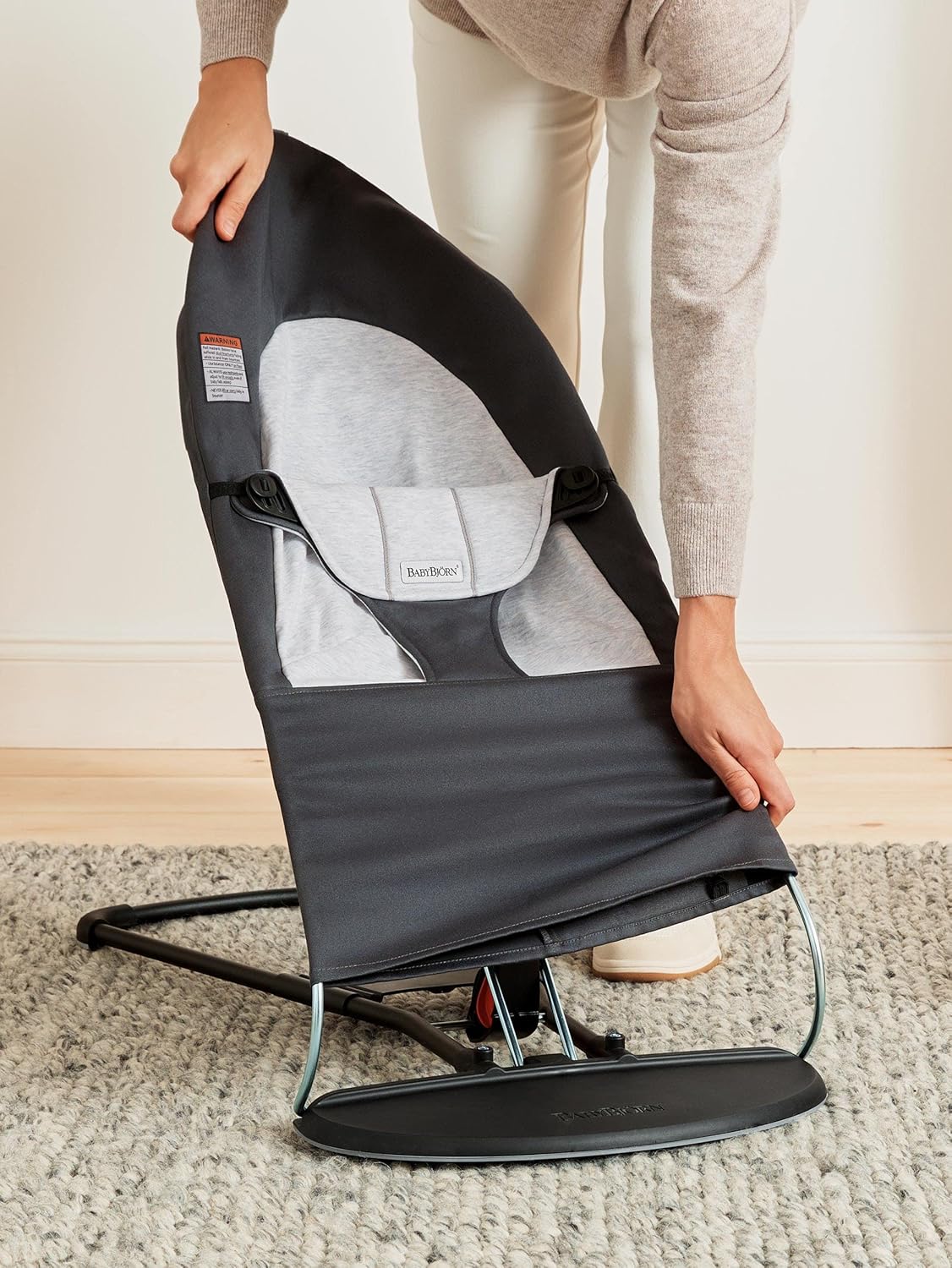BabyBjorn Bouncer Balance Soft, Black Frame, Dark Gray/Gray - Image 3