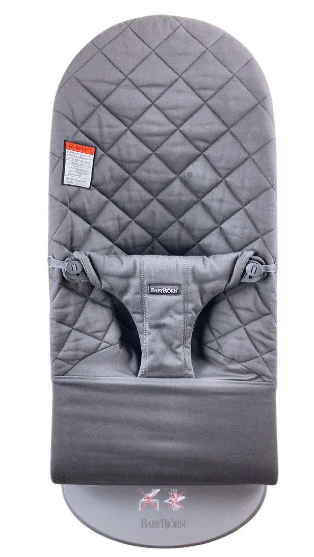 BabyBjorn Bouncer Bliss, Anthracite Cotton Classic Quilt, Dark Gray Frame - Image 4