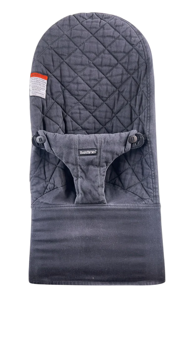 BabyBjorn Bouncer Bliss, Black Cotton Classic Quilt, Dark Gray Frame - Image 4