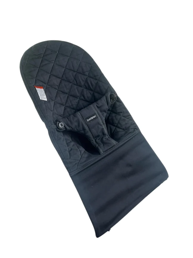 BabyBjorn Bouncer Bliss, Black Cotton Classic Quilt, Dark Gray Frame